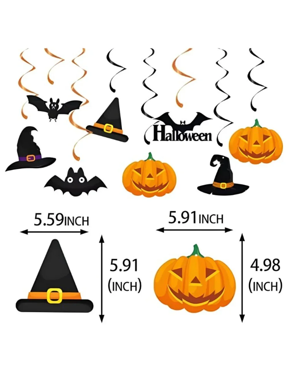 Black-Orange Halloween Pumpkin-Bat Hat Party-Decorations